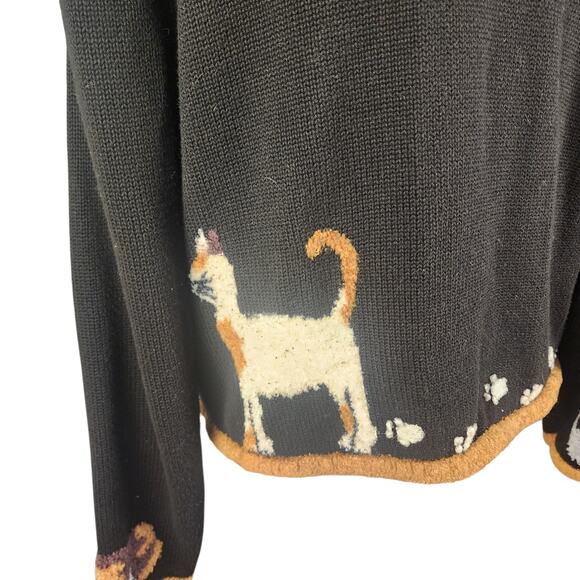 Y2K Christopher & Banks Cat Lady Zip-Up Cardigan Sweater Women's Medium - Picture 5 of 7